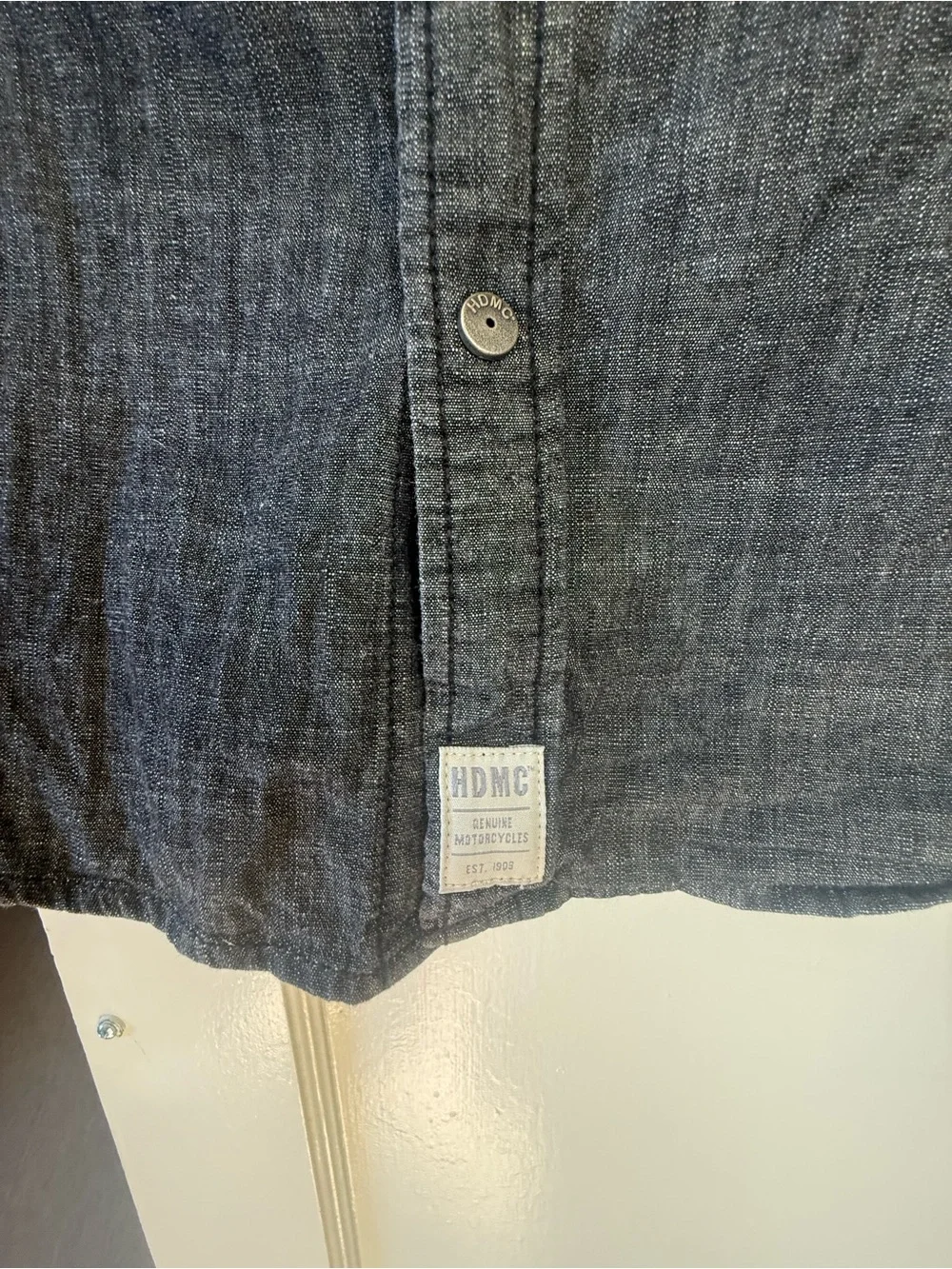 Harley-Davidson HDMC "Loud & Proud" Gray Chambray Button Up | Men’s med - Picture 6 of 6